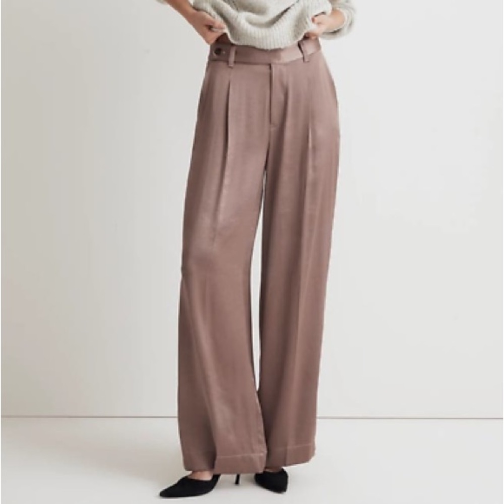 Madewell Harlow Satin Pant size 6, regular, in Iced Mocha